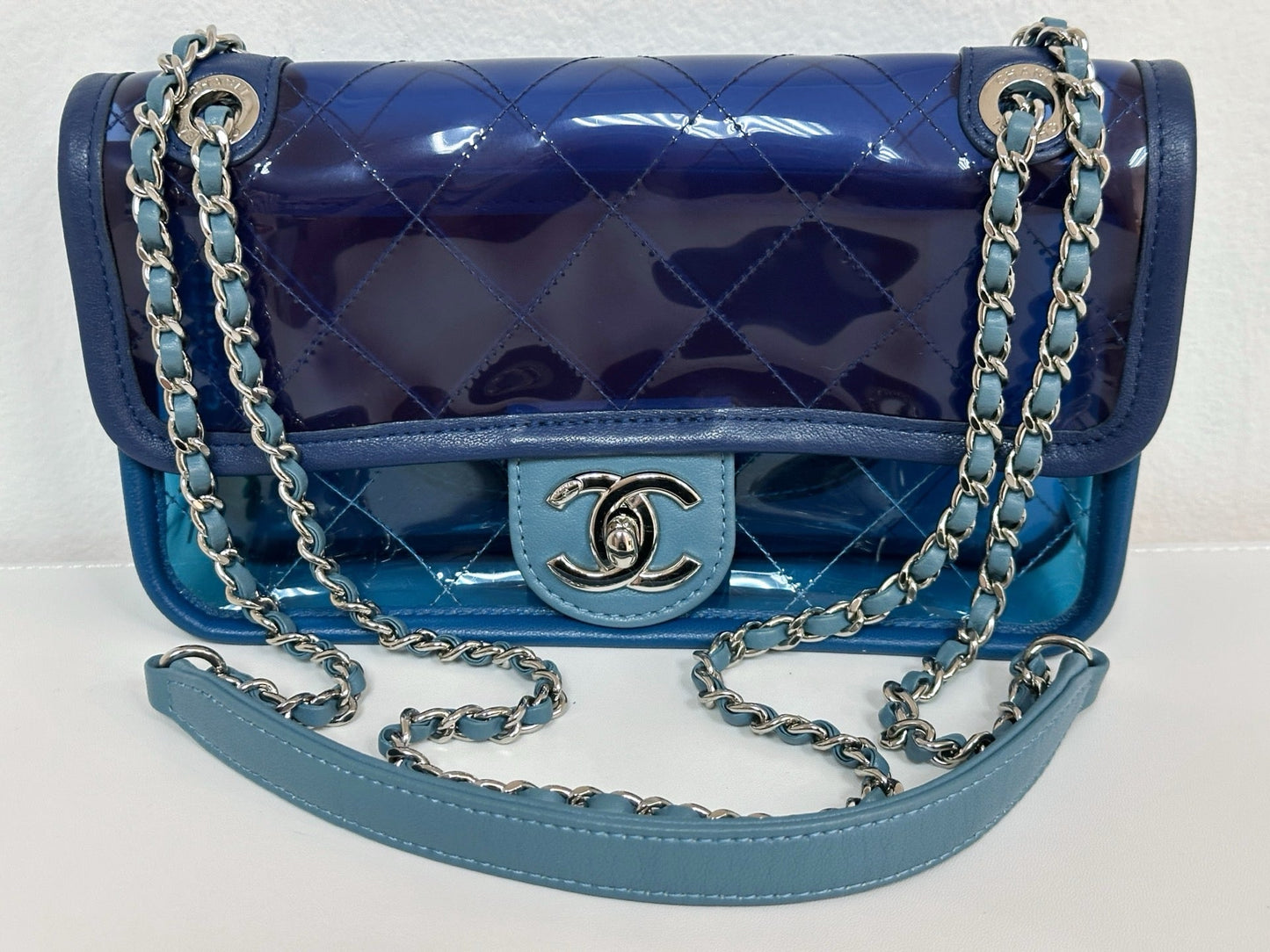 Chanel Blue Coco Splash PVC Small Flap Bag holo 2569