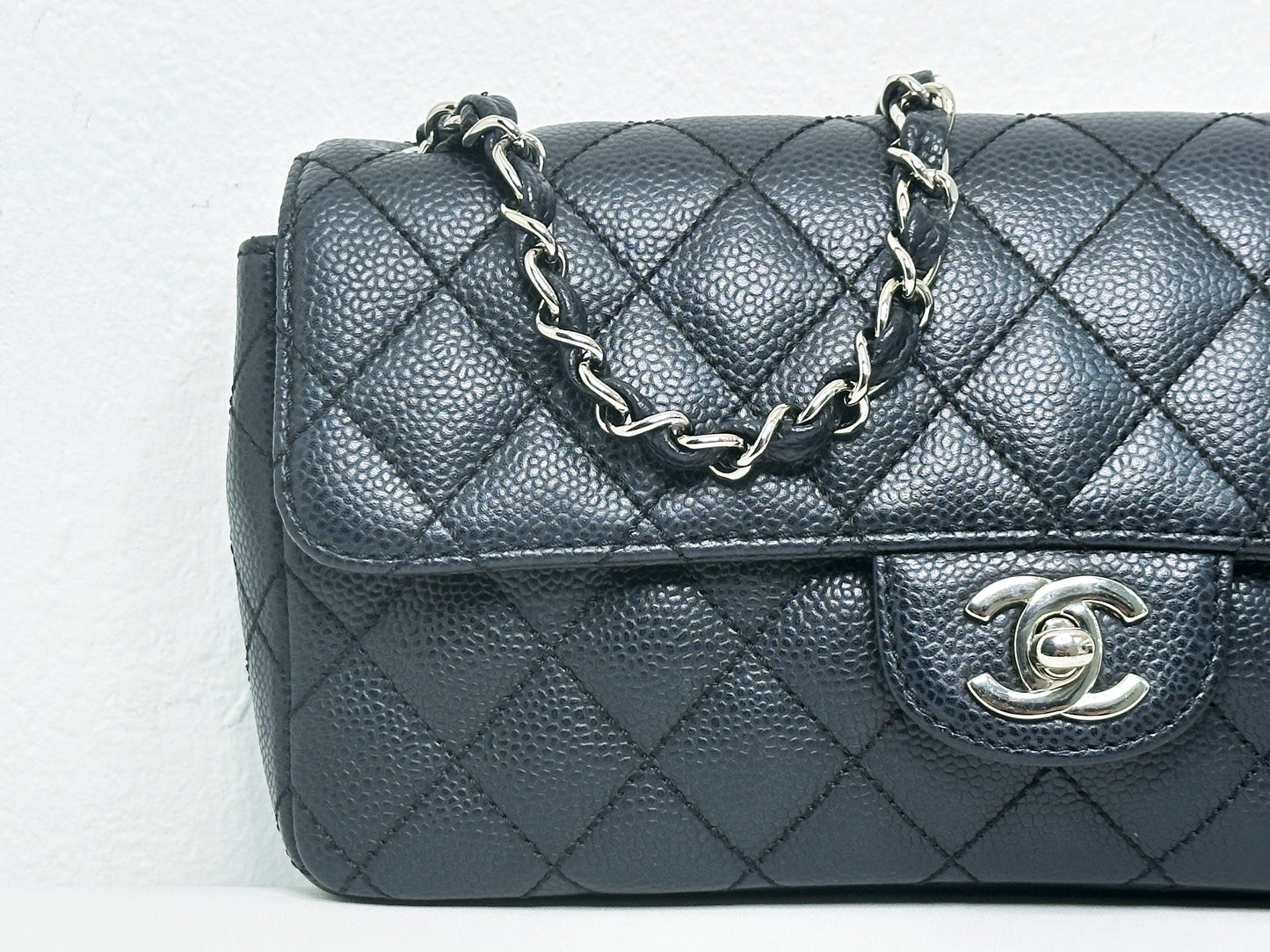 Chanel Caviar East West Flap Bag Black SHW 1131 holo card