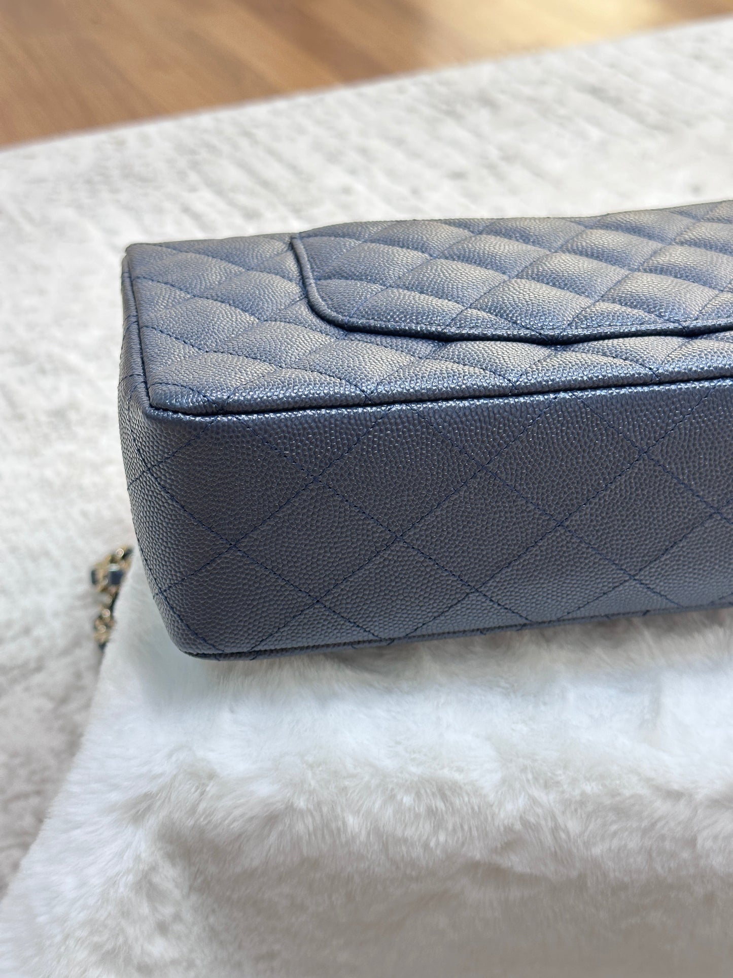 CHANEL Caviar Quilted Medium Double Flap 18B Navy