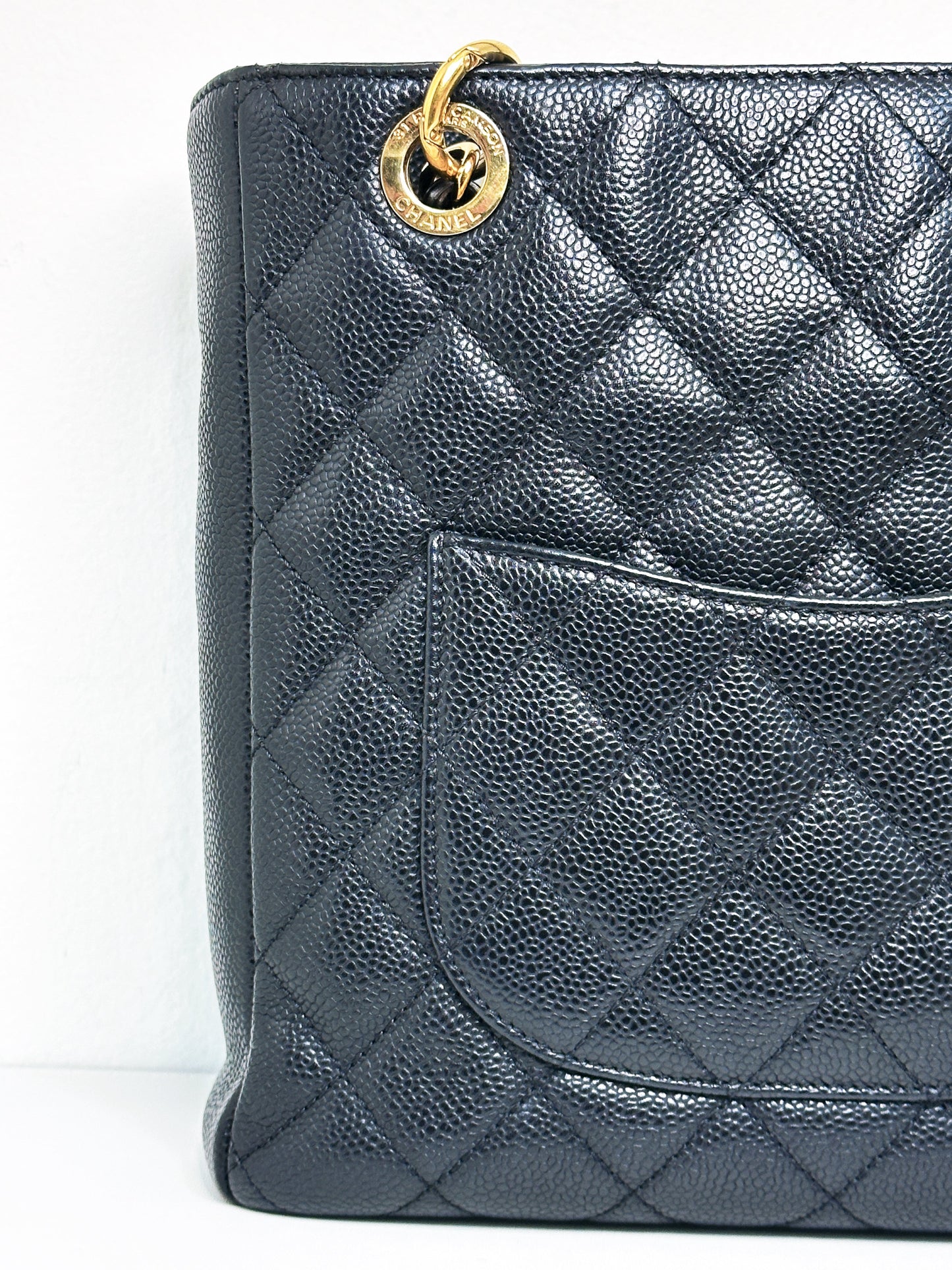 Chanel Caviar Quilted Petit Shopping Tote PST Black 1506 holo card