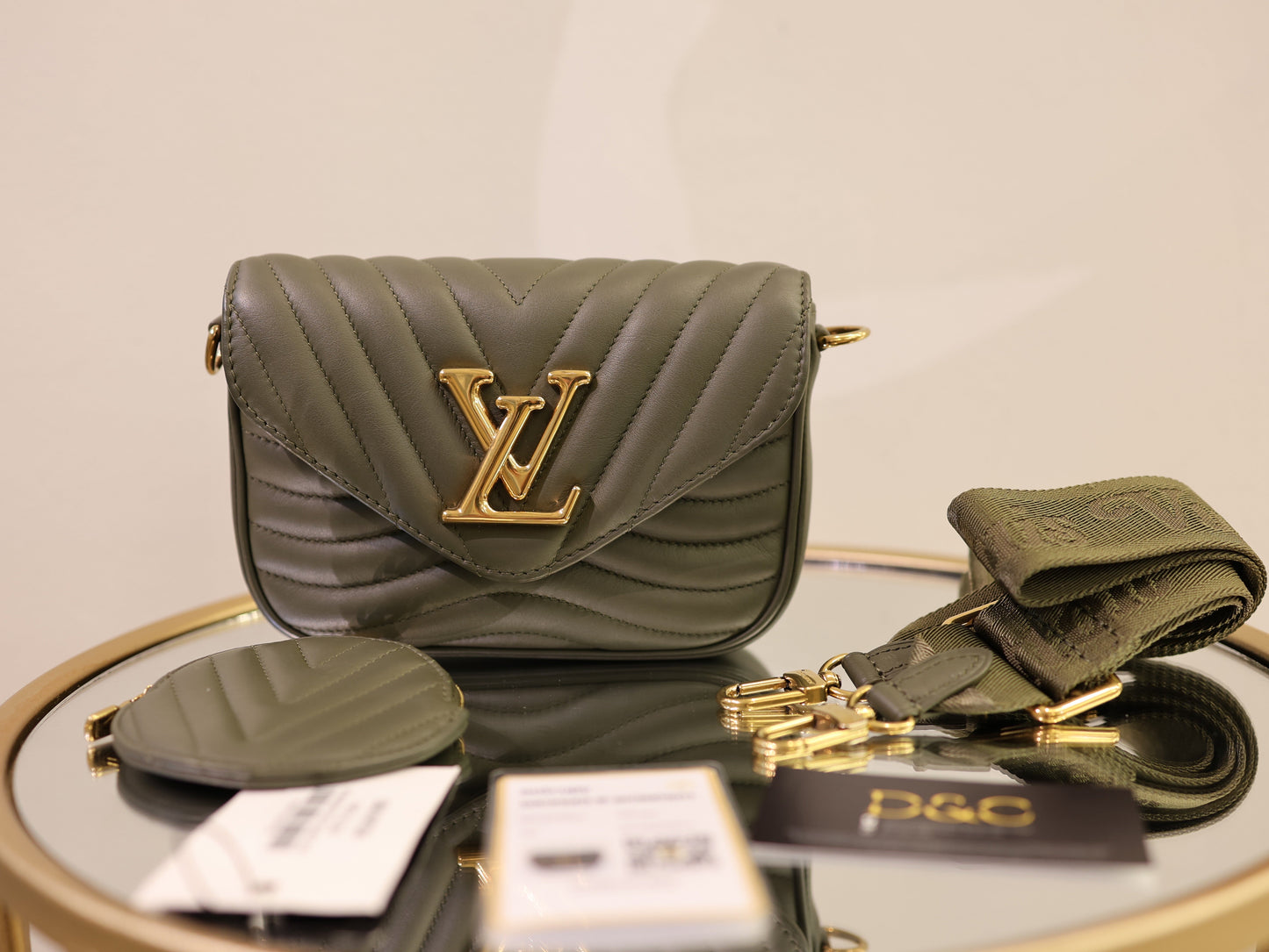 Louis Vuitton Green Khaki Leather Multi Pochette New Wave Bag
