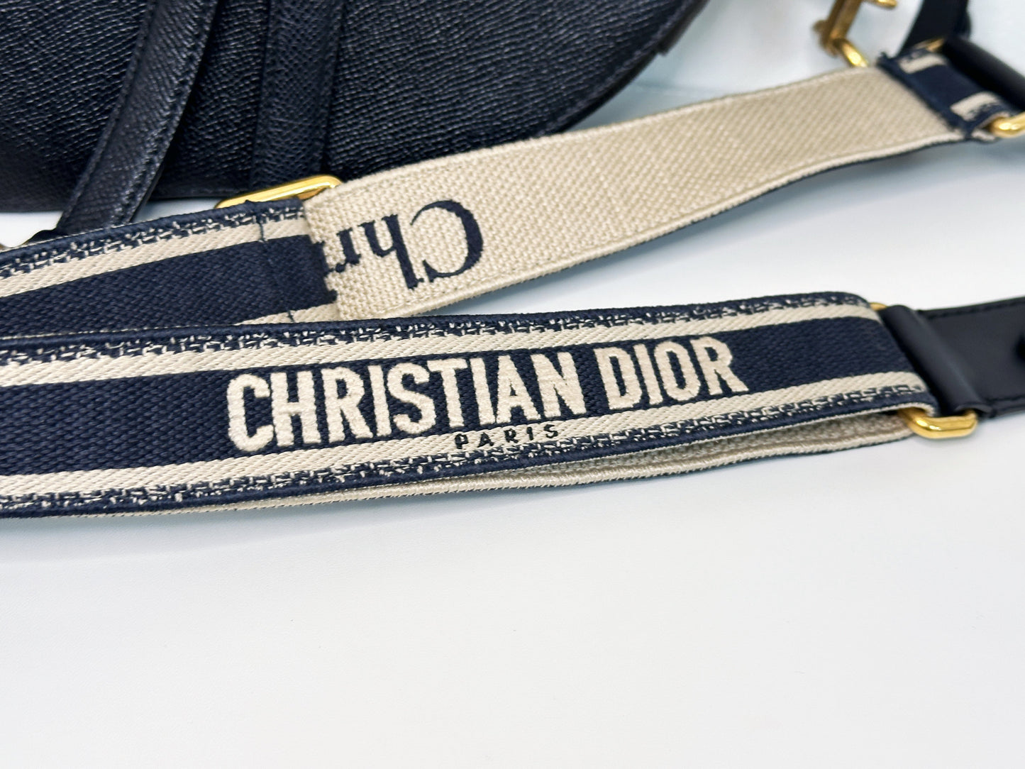 Christian Dior Saddle Bag with Strap Golden Saddle Black Calfskin 2022 year