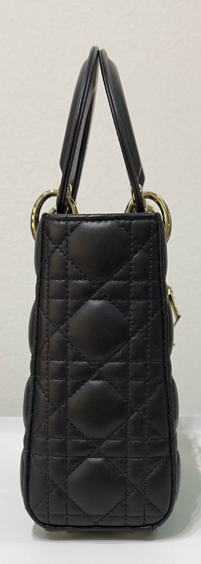 Christian Dior Small Cannage Lambskin My Lady Dior ABC Bag Black GHW