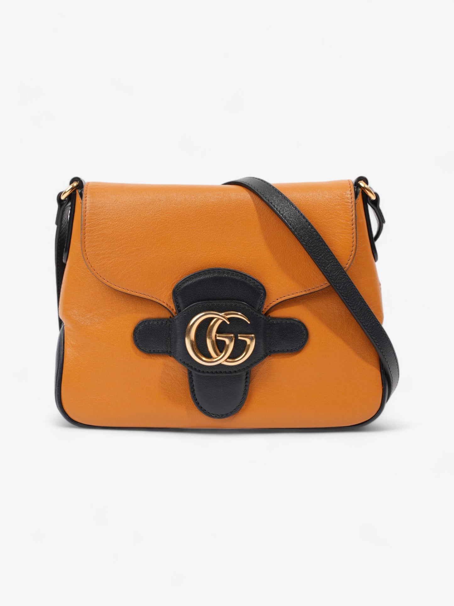 Gucci Messenger Bag with Double G Navy Blue / Burnt Orange Leather Small