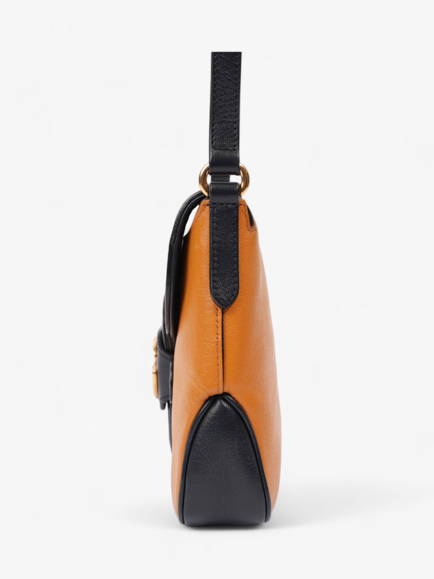 Gucci Messenger Bag with Double G Navy Blue / Burnt Orange Leather Small