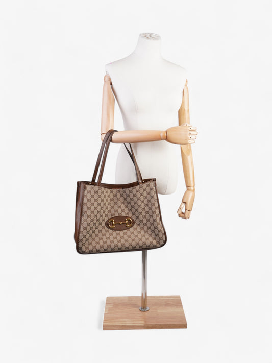 Gucci Horsebit 1955 Tote Beige / Brown Canvas