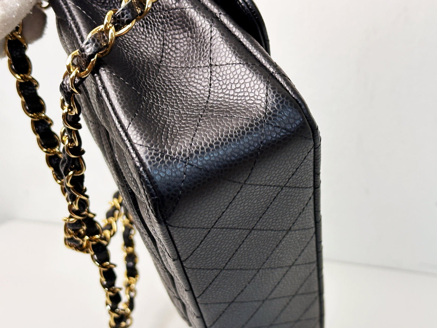 CHANEL Classic Double Flap Medium Shoulder Bag Black Caviar 24k GHW 1125 holo card
