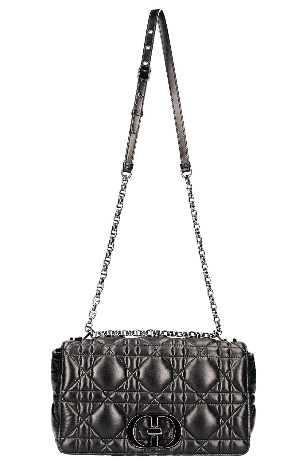CHRISTIAN DIOR Large Quilted Caro Bag Black