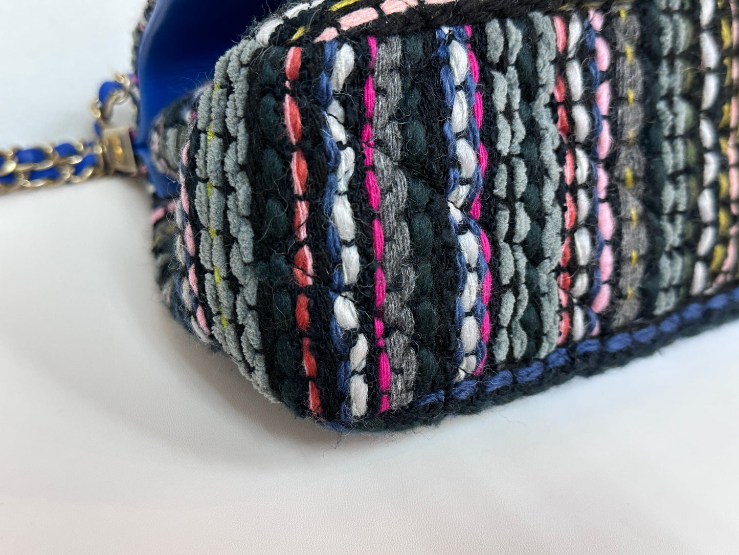 CHANEL Classic Flap Frame Knock on the Wood Tweed Shoulder Bag 2018 holo 2666