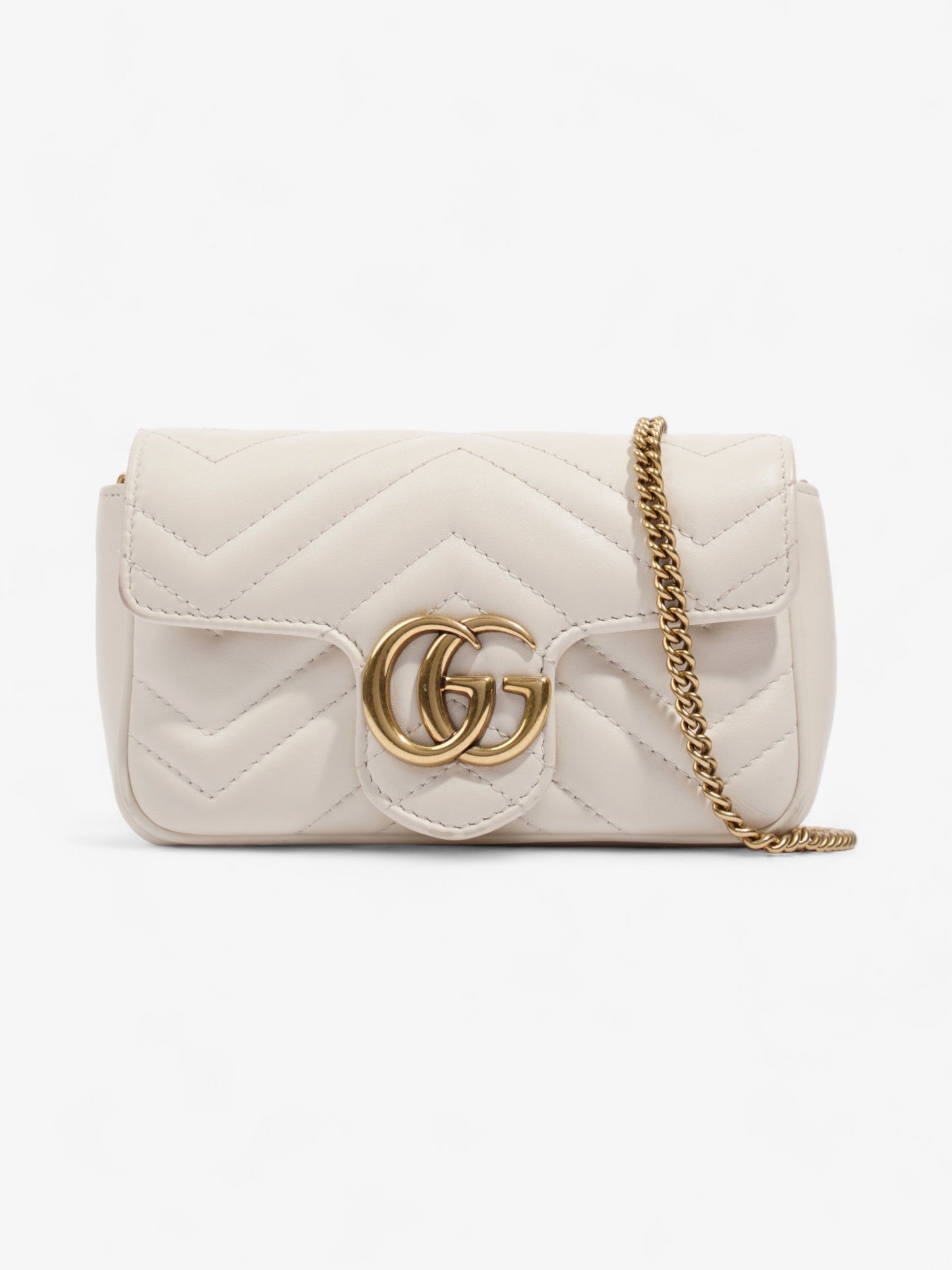 Gucci GG Marmont Super Mini Light Grey Matelasse Leather