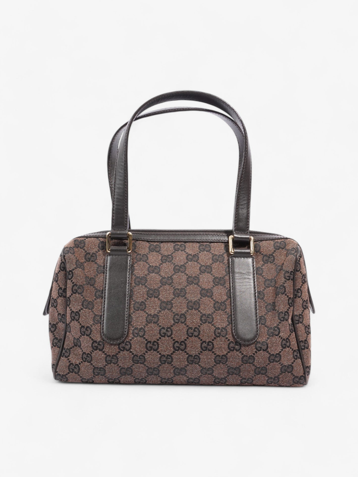 Gucci Gucci Denim Monogram Small Duffle Bag Dark Brown Brown Canvas