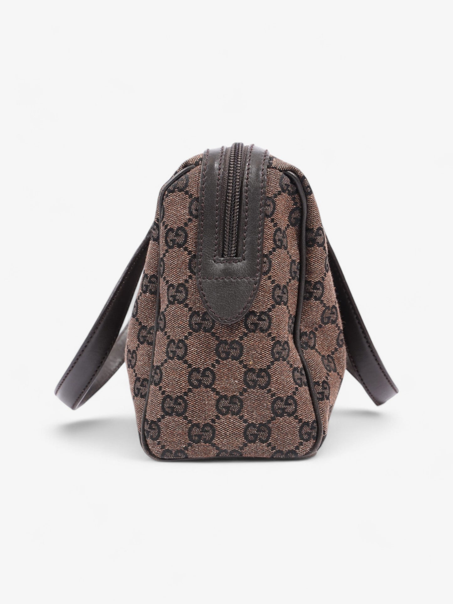 Gucci Gucci Denim Monogram Small Duffle Bag Dark Brown Brown Canvas