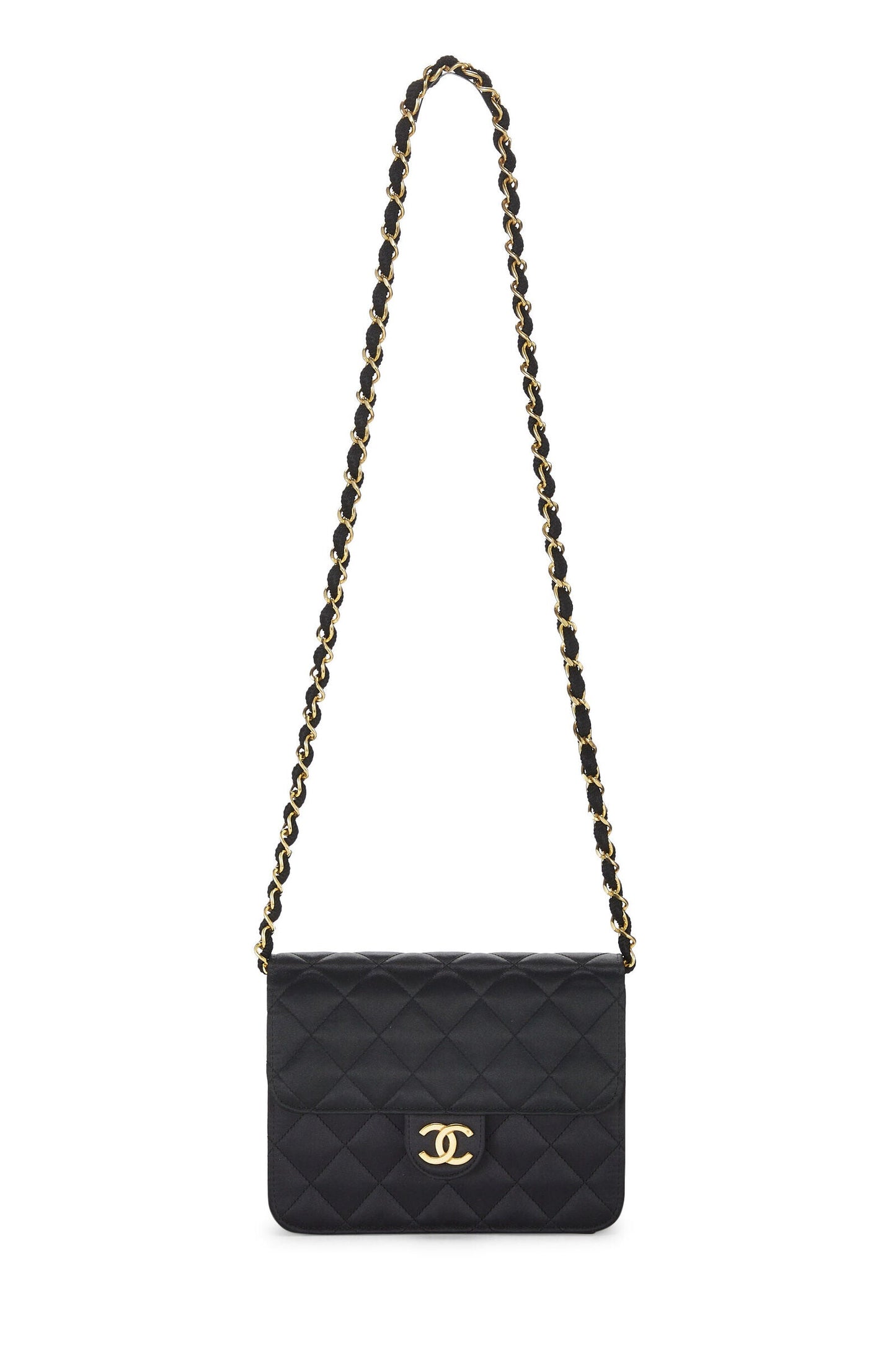 CHANEL CLASSIC QUILTED SATIN FLAP MINI SHOULDER BAG