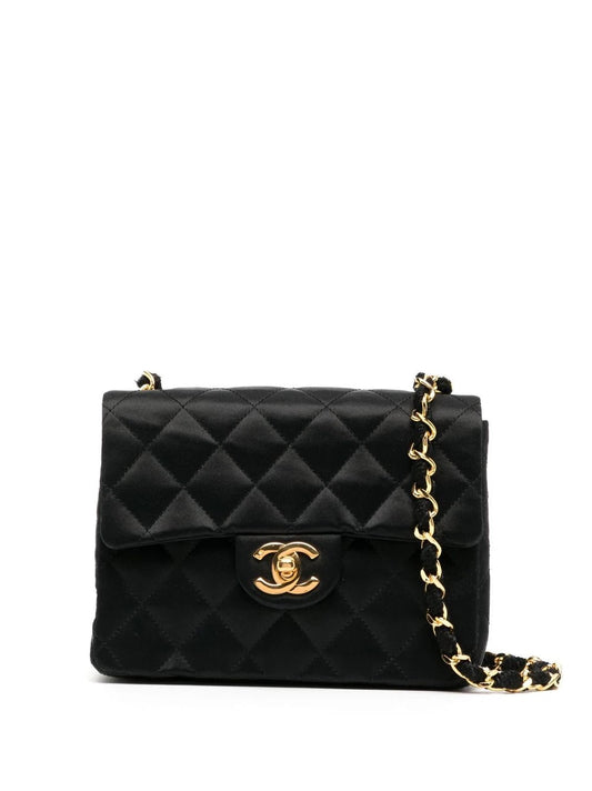 CHANEL CLASSIC QUILTED SATIN FLAP MINI SHOULDER BAG