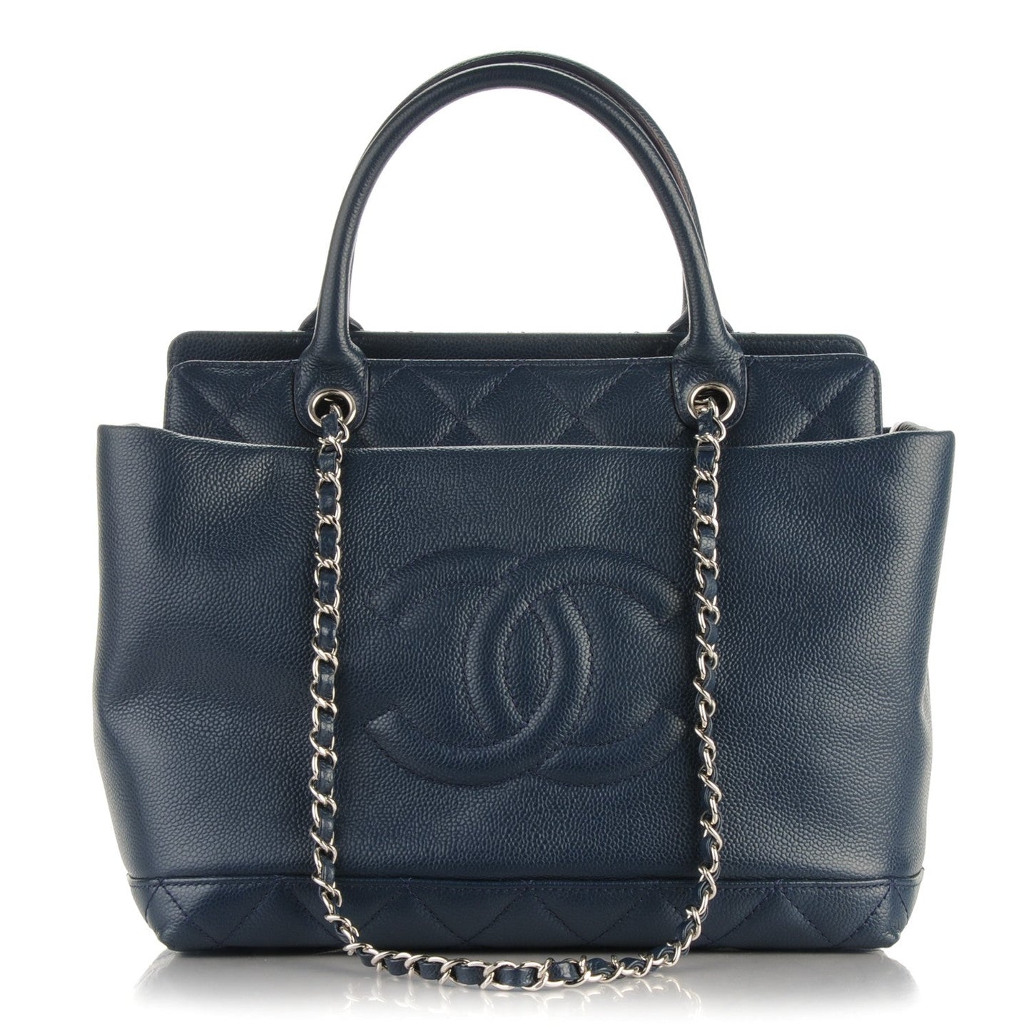 CHANEL CC SOFT CAVIAR LEATHER MEDIUM TOP HANDLE TOTE BAG
