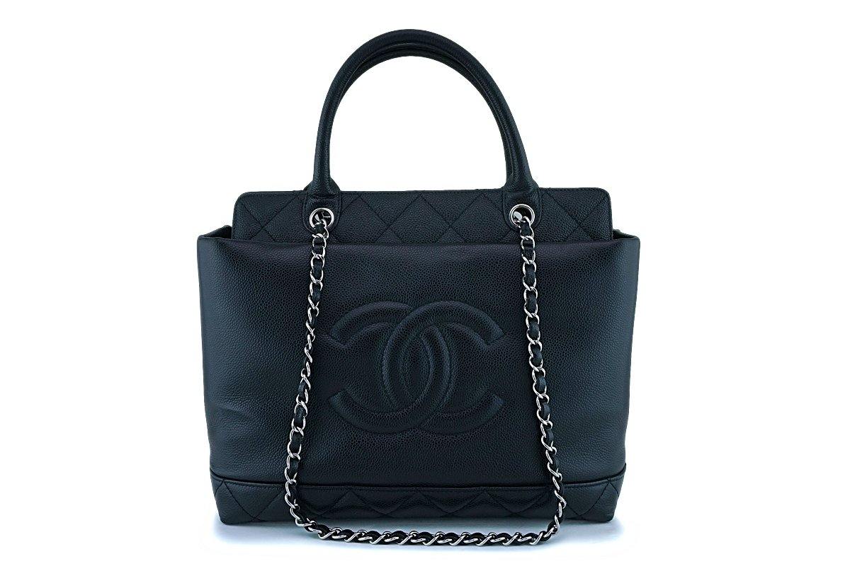 CHANEL CC SOFT CAVIAR LEATHER MEDIUM TOP HANDLE TOTE BAG