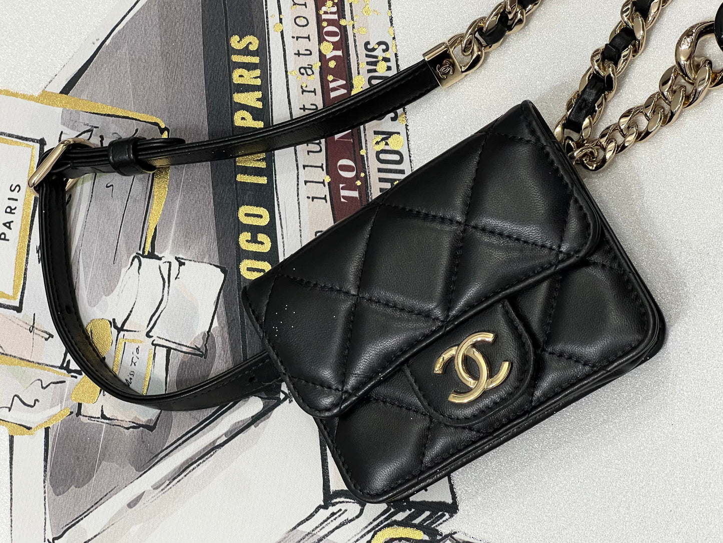 CHANEL CC DIAMOND QUILTED LAMBSKIN BELT BAG