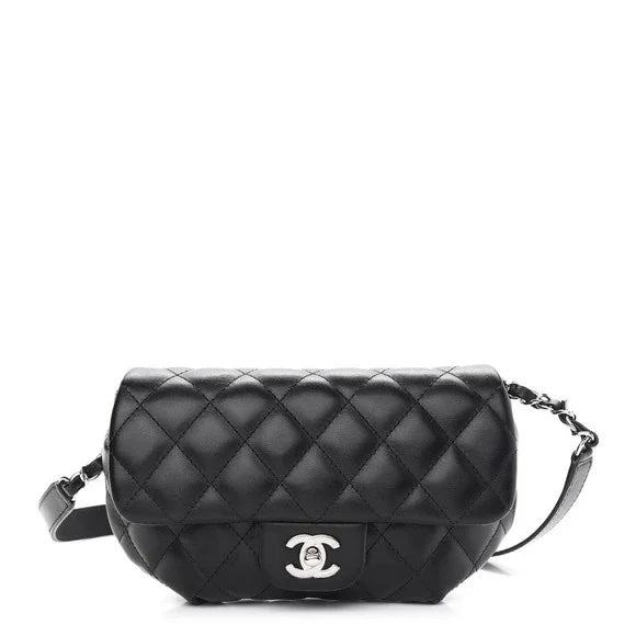 CHANEL CALFSKIN LEATHER QUILTED CC UNIFORM FLAP BELT BAG