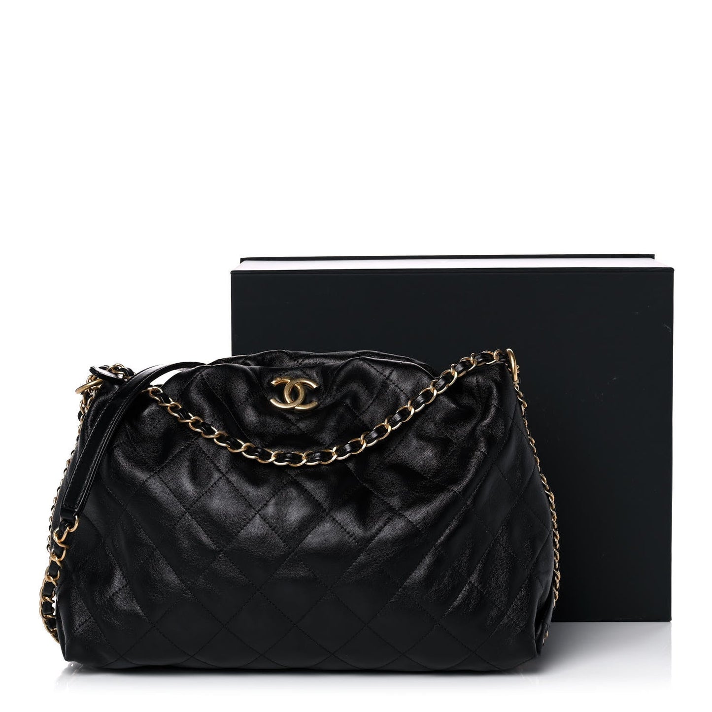 CHANEL QUILTED CALFSKIN DOUBLE CHAIN COCO SHELTER HOBO BAG