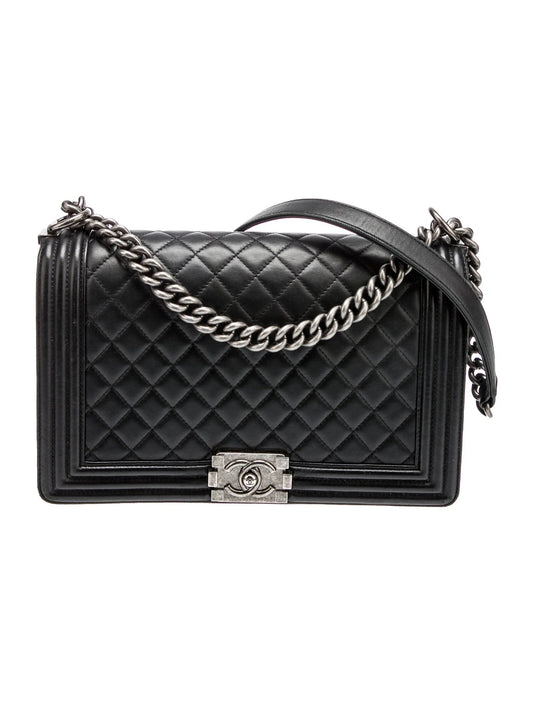 CHANEL QUILTED CALFSKIN LEATHER LARGE BOY BAG