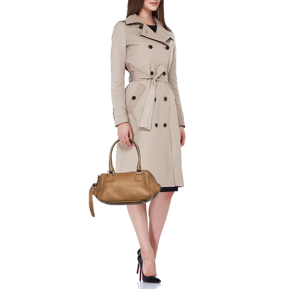 CHANEL CALFSKIN LEATHER SMALL TASSEL BOWLER BAG