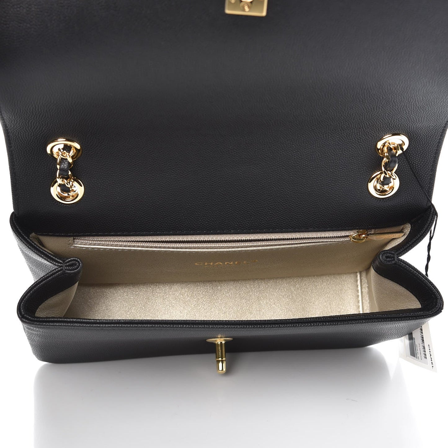 CHANEL MEDIUM CAPTAIN GOLD EMBROIDERED CAVIAR FLAP BAG