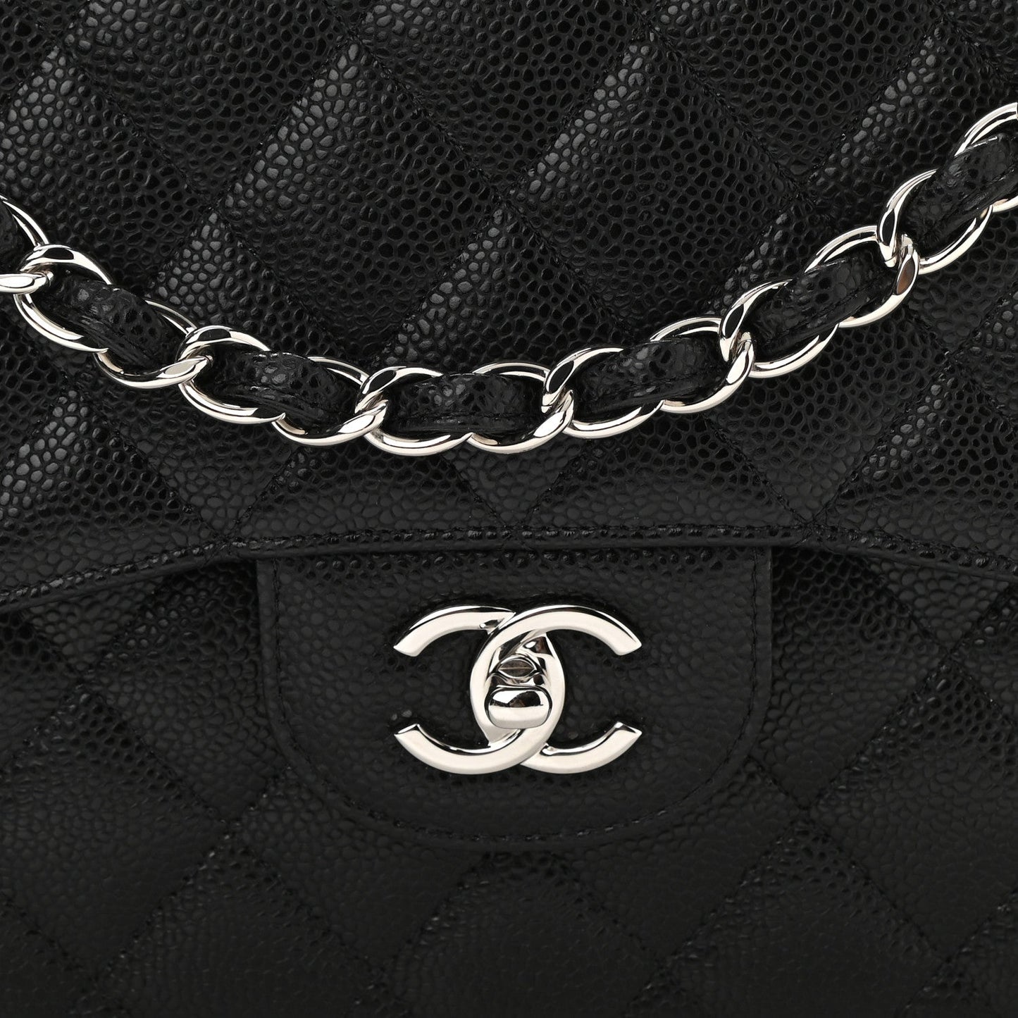 CHANEL CAVIAR QUILTED JUMBO DOUBLE FLAP-HS