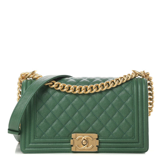 CHANEL CAVIAR QUILTED MEDIUM BOY FLAP SHOULDER BAG