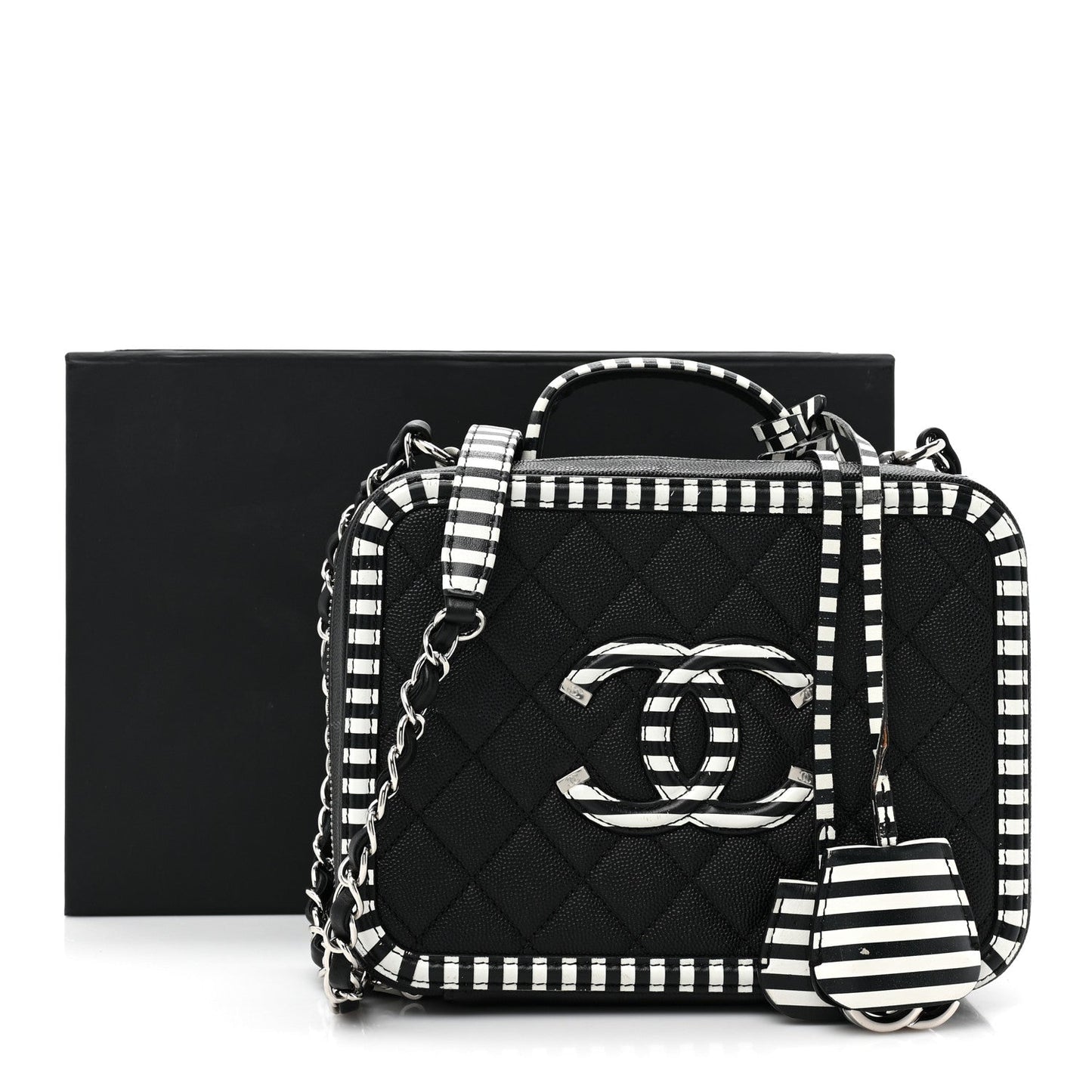 CHANEL CAVIAR QUILTED MEDIUM CC FILIGREE VANITY CASE