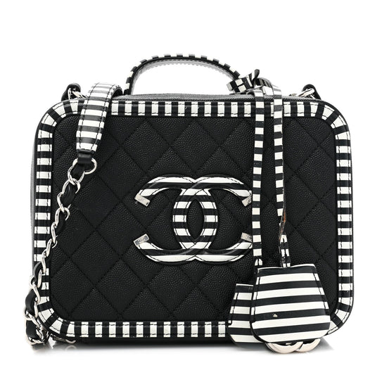 CHANEL CAVIAR QUILTED MEDIUM CC FILIGREE VANITY CASE