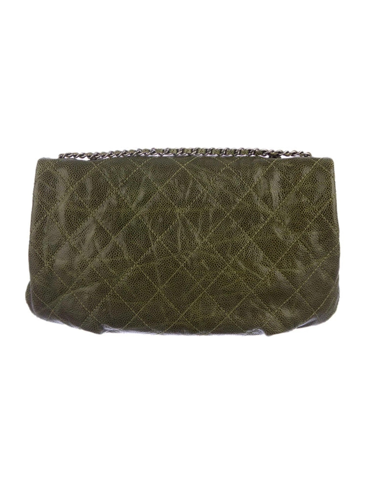 CHANEL VINTAGE CAVIAR CRUMPLED LEATHER MED CC CRAVE FLAP BAG