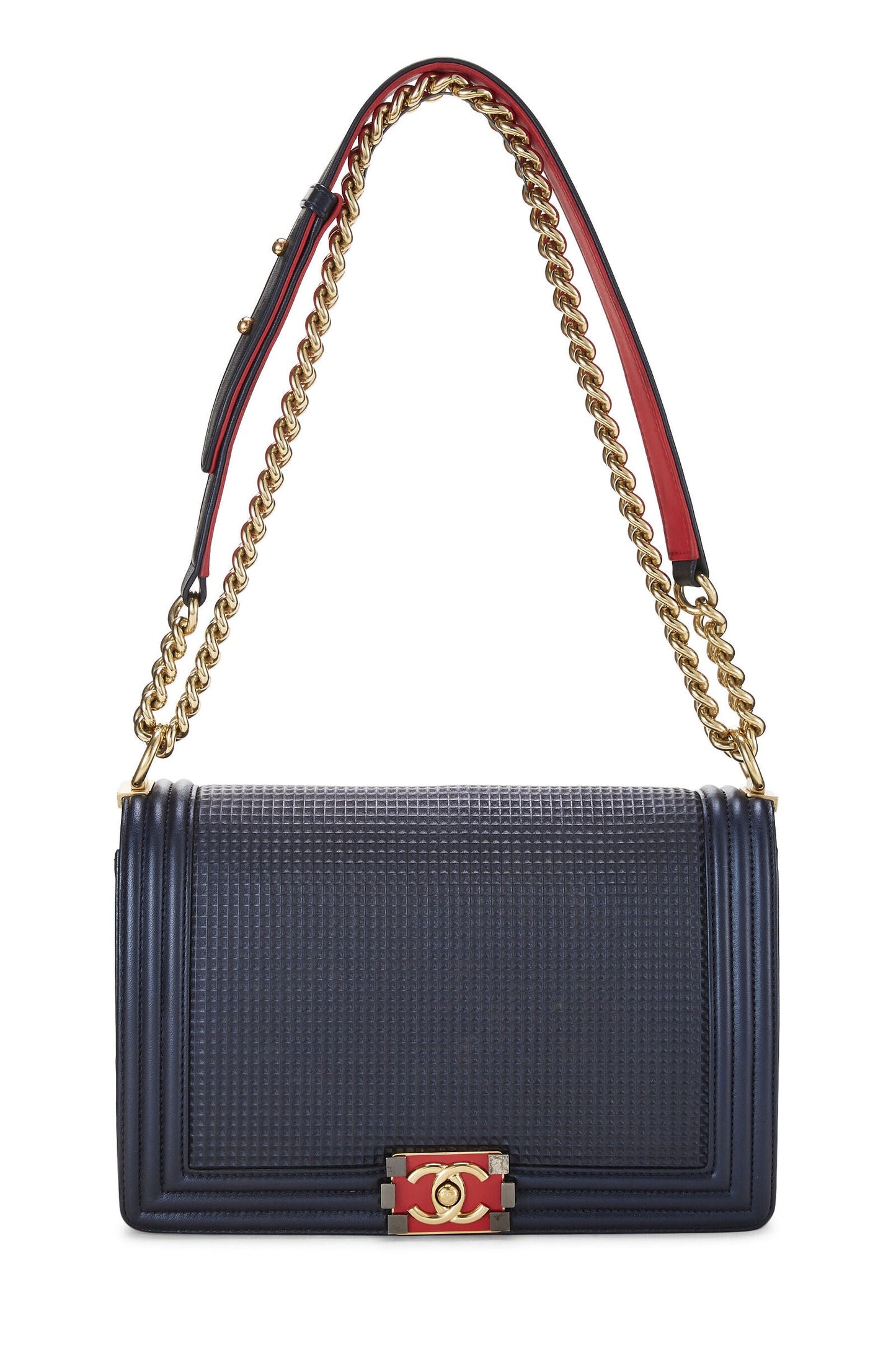 CHANEL CUBE EMBOSSED LAMBSKIN NEW MEDIUM BOY BAG