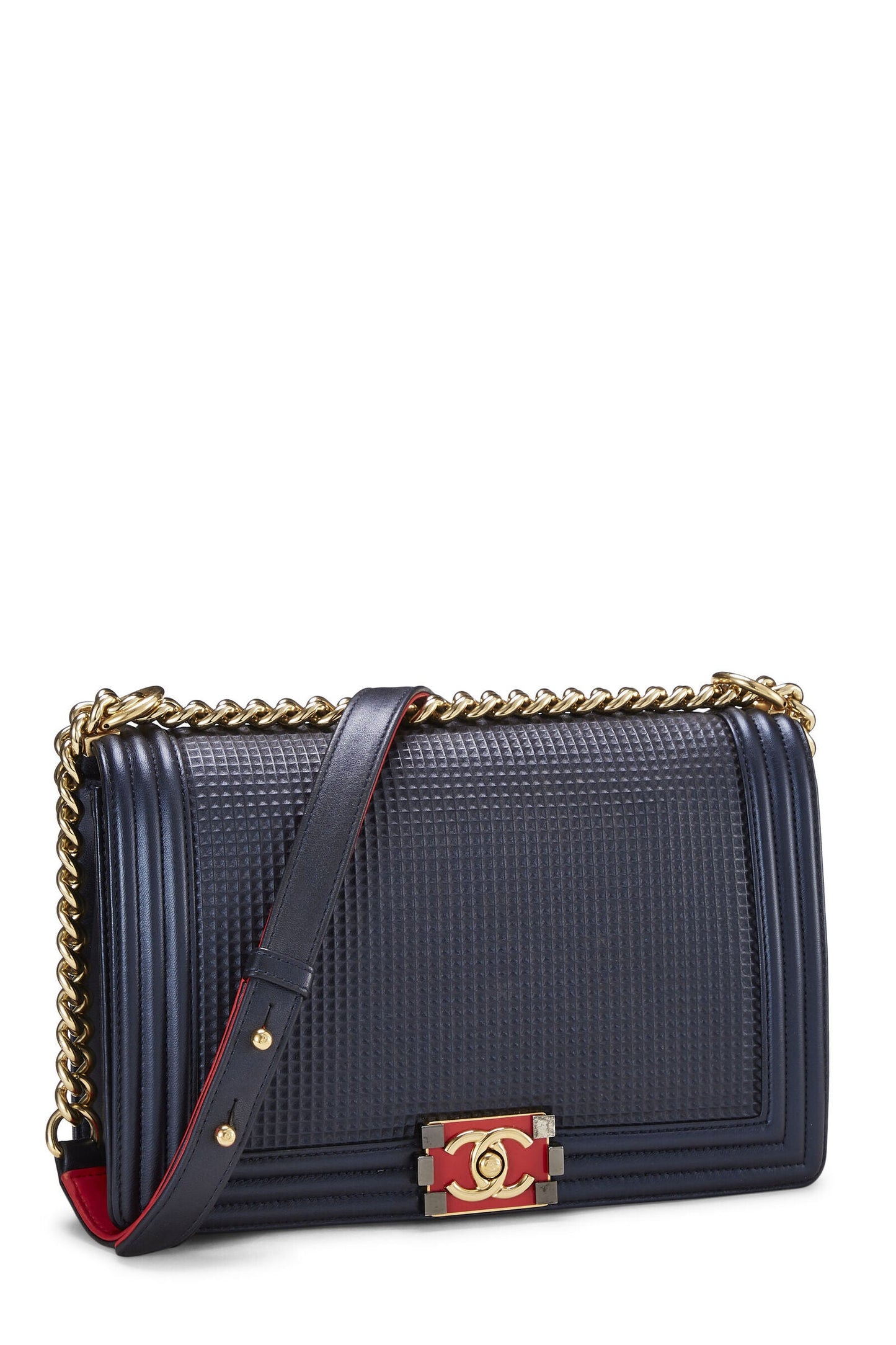 CHANEL CUBE EMBOSSED LAMBSKIN NEW MEDIUM BOY BAG