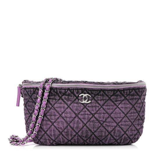 CHANEL DENIM QUILTED DENIMPRESSION WAIST BAG
