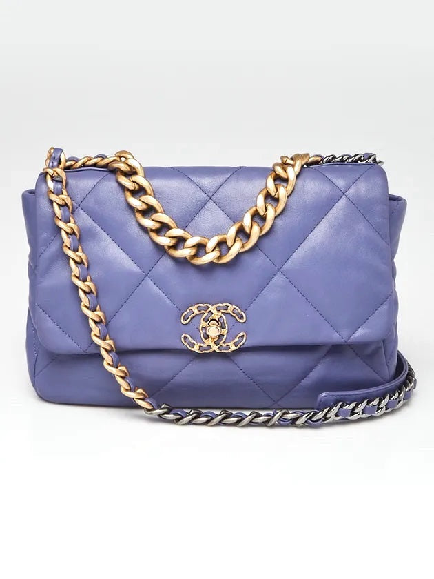 CHANEL GOATSKIN QUILTED LARGE CHANEL 19 FLAP BAG