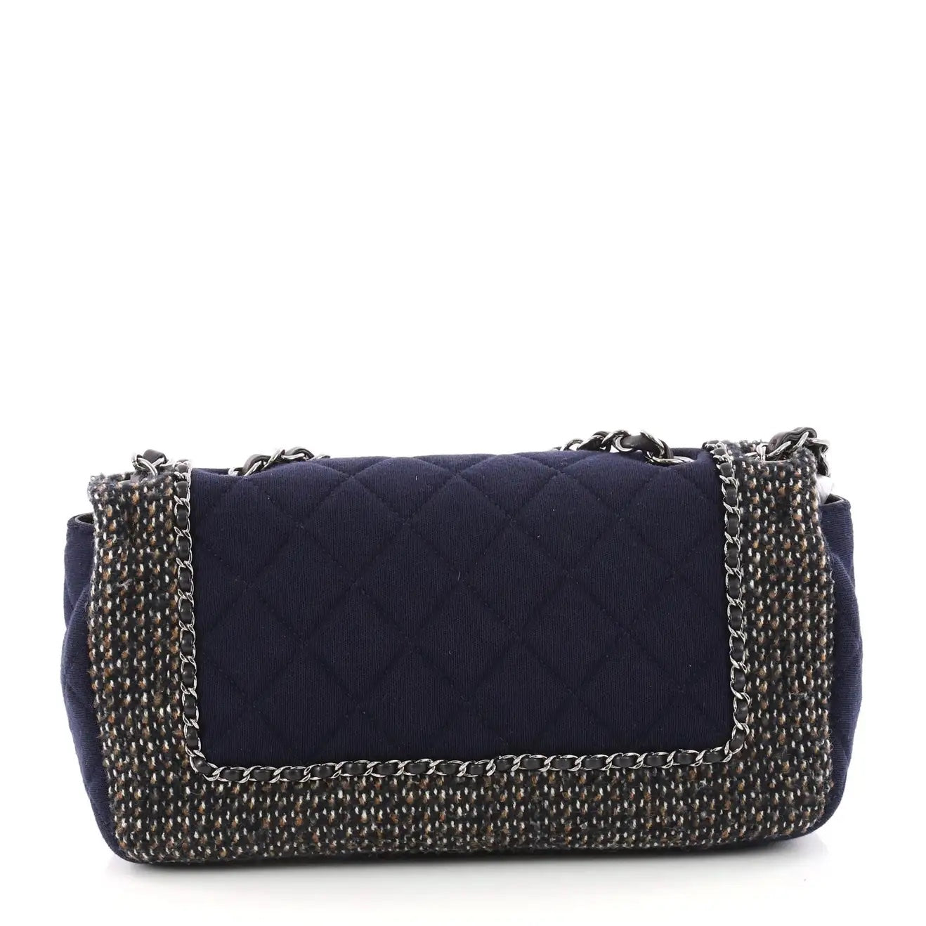 CHANEL HOUNDSTOOTH BOUCLE CLASSIC FLAP SHOULDER BAG