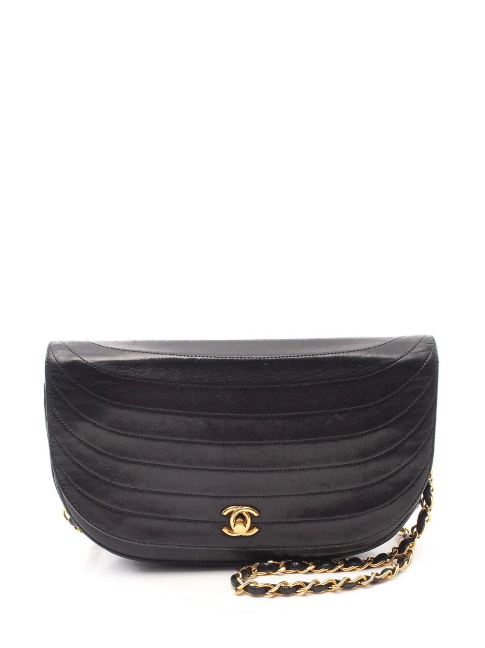 CHANEL LAMBSKIN LEATHER HALF MOON SHOULDER BAG