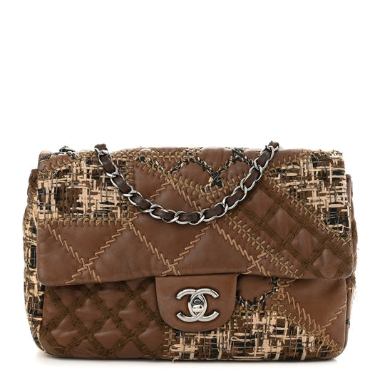 CHANEL LAMBSKIN PATCH STITCHED QUILTED MEDIUM FLAP BAG