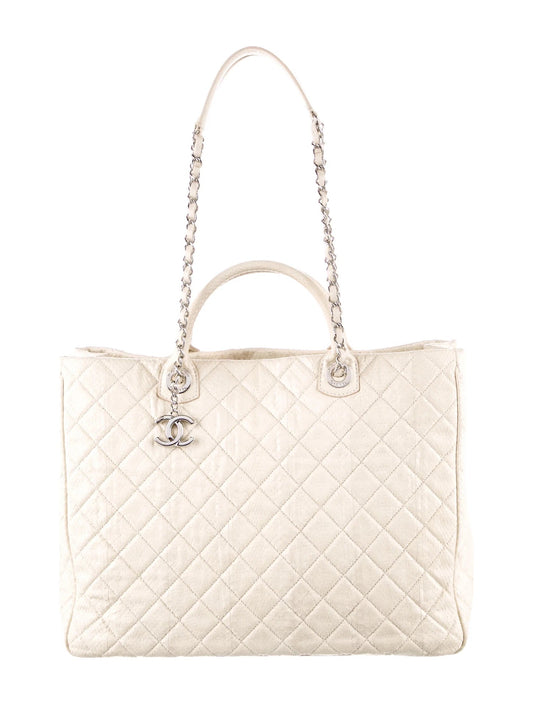 CHANEL SHIVA LEATHER SNAKESKIN LARGE TOTE BAG