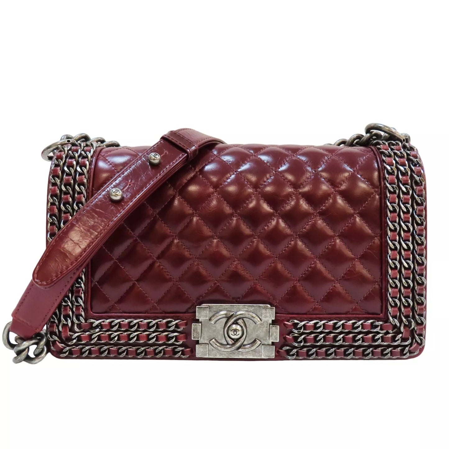 CHANEL QUILTED CALFSKIN LEATHER CHAIN AROUND MAXI BOY BAG