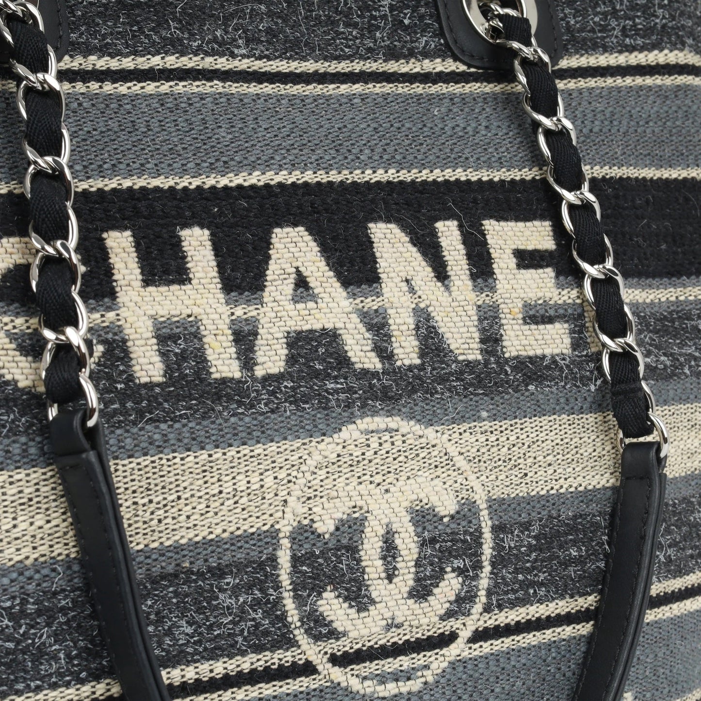 CHANEL MEDIUM DEAUVILLE STRIPE SHOPPING TOTE-HS
