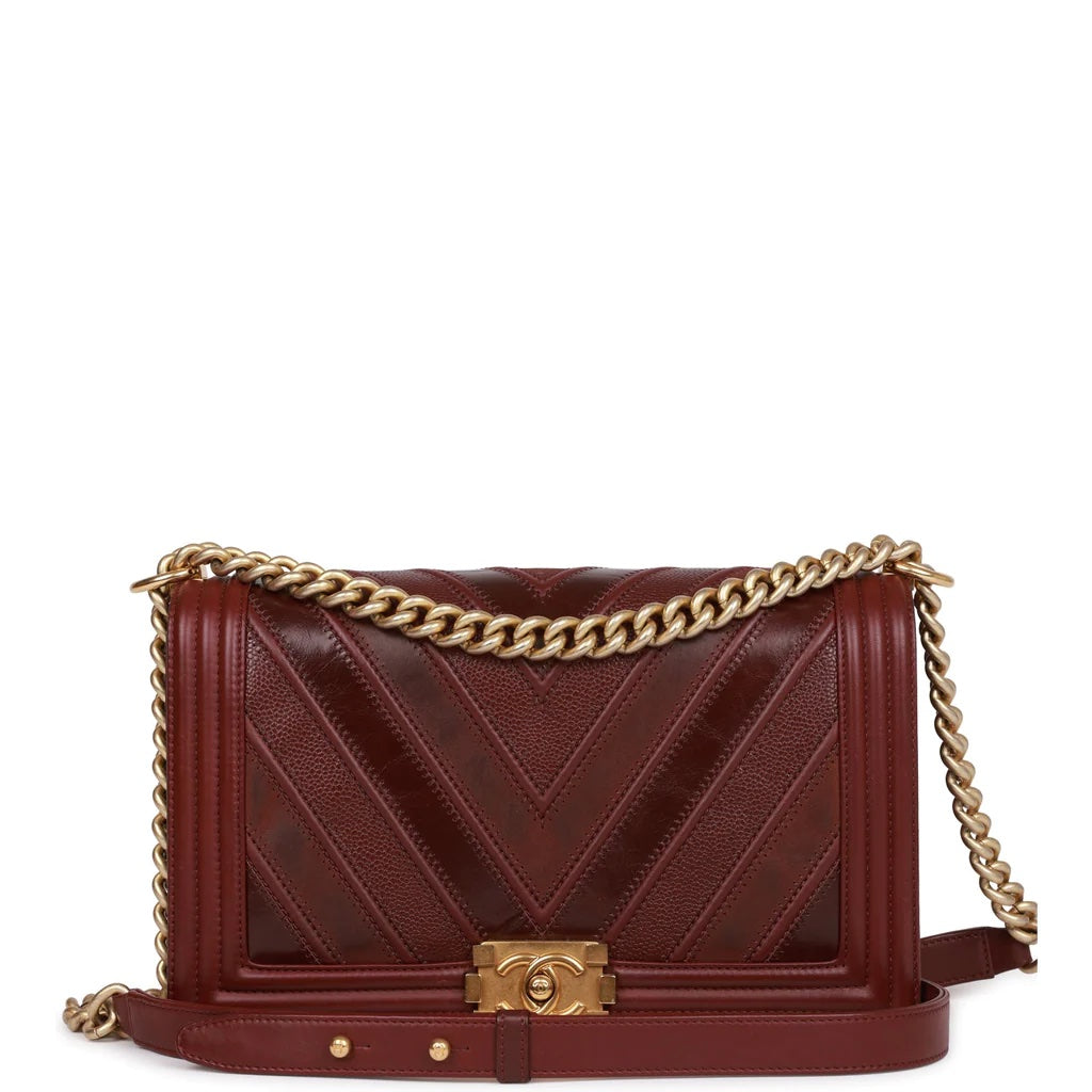 CHANEL CHEVRON QUILTED LAMBSKIN BOY BAG NEW MEDIUM