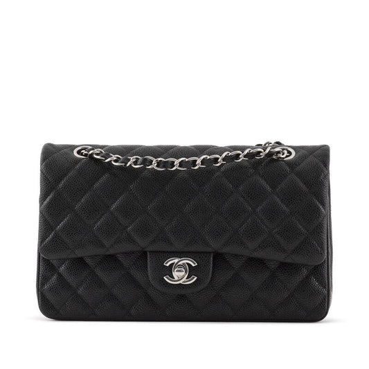 CHANEL CLASSIC QUILTED CAVIAR LEATHER DOUBLE FLAP BAG