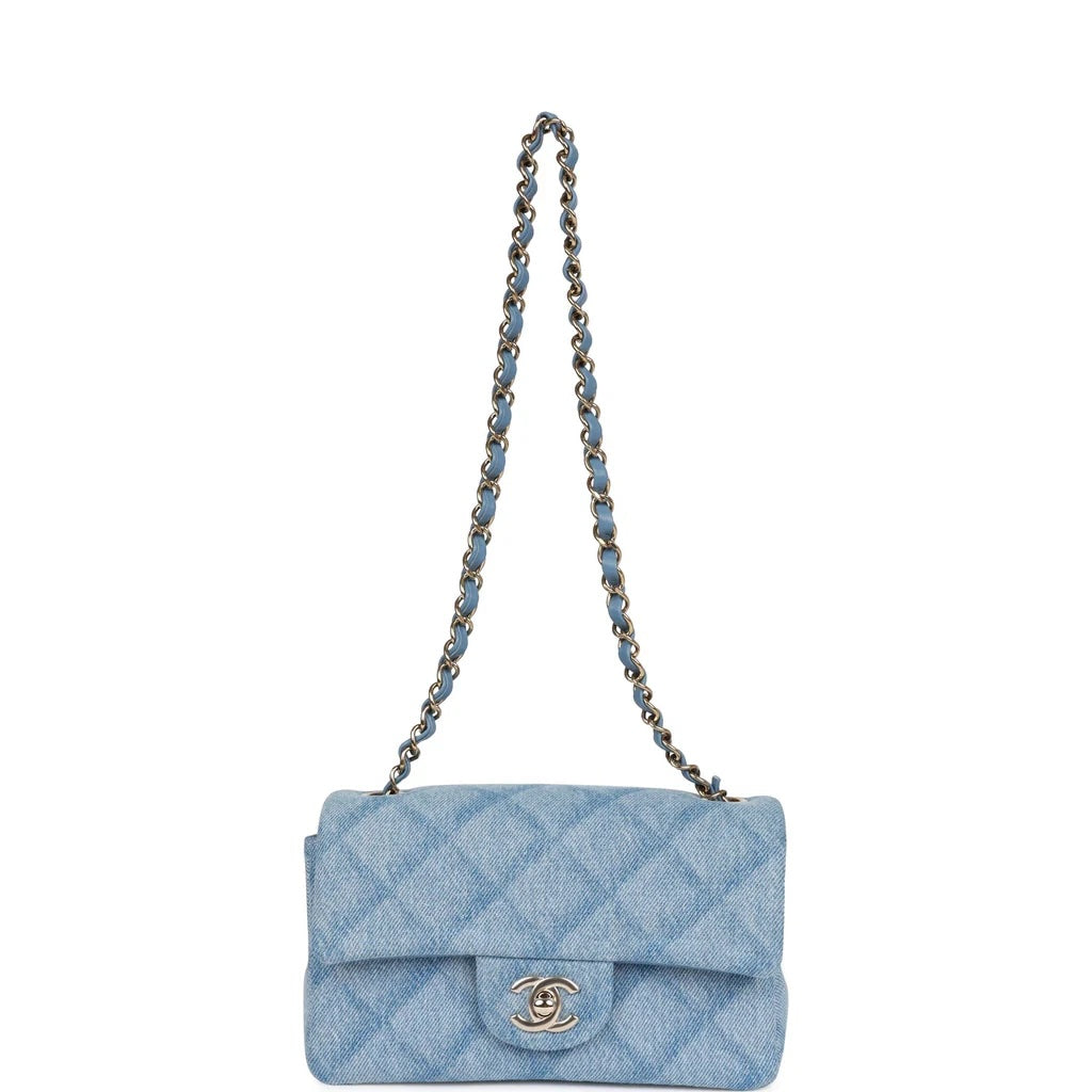 CHANEL QUILTED DENIM MEDIUM CLASSIC DOUBLE FLAP BAG