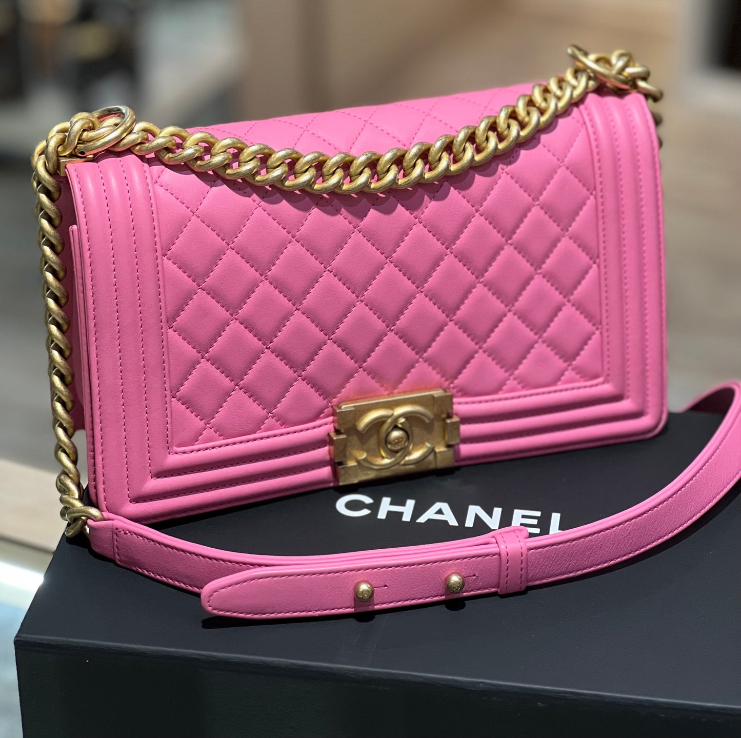 CHANEL QUILTED LAMBSKIN MEDIUM BOY FLAP BAG