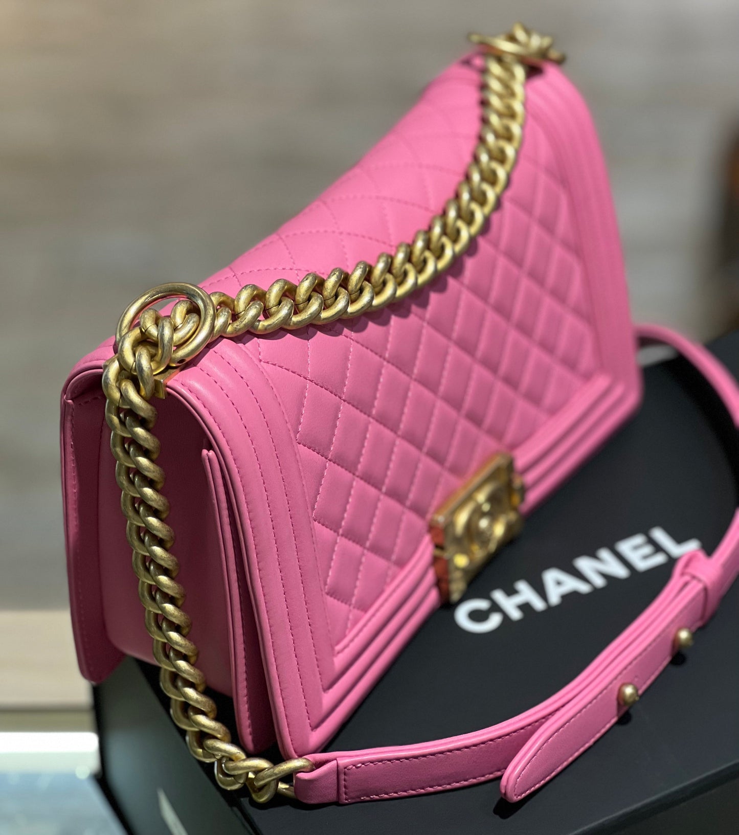 CHANEL QUILTED LAMBSKIN MEDIUM BOY FLAP BAG