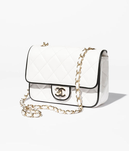 CHANEL QUILTED LAMBSKIN MINI GRAPHIC FRAME FLAP BAG