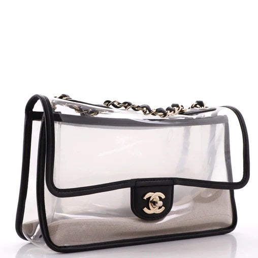CHANEL SAND BY THE SEA PVC & LAMBSKIN MEDIUM FLAP BAG