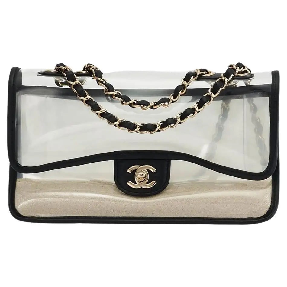CHANEL SAND BY THE SEA PVC & LAMBSKIN MEDIUM FLAP BAG