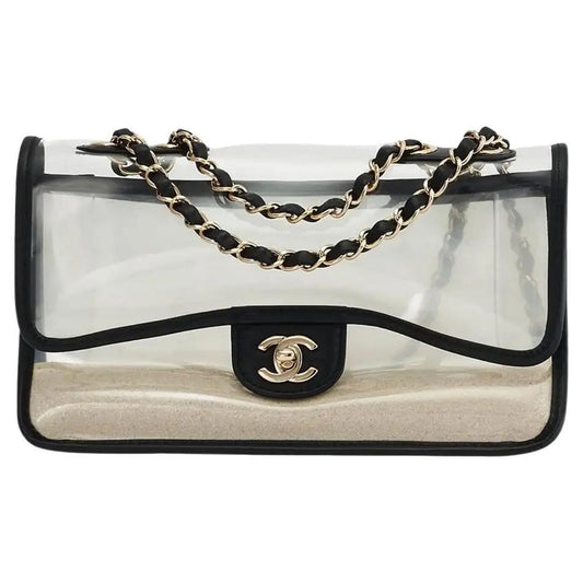 CHANEL SAND BY THE SEA PVC & LAMBSKIN MEDIUM FLAP BAG